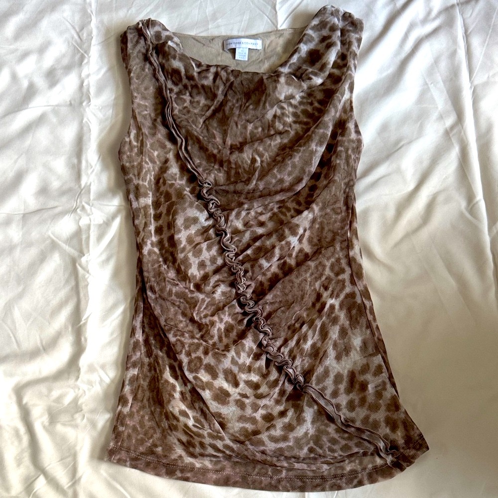 New York & Company Brown Animal Print Blouse